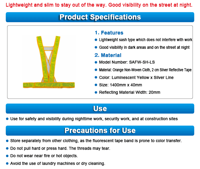 Safety Sash (Fluorescent Yellow with Silver Line):Related Image