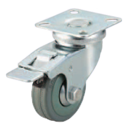 Casters -Light Load- Wheel Material: Rubber - Swivel Type + Stopper