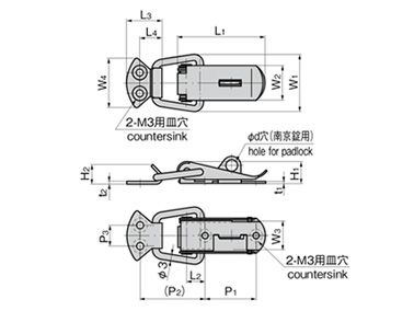 Snap Lock With Keyhole dimensional drawing